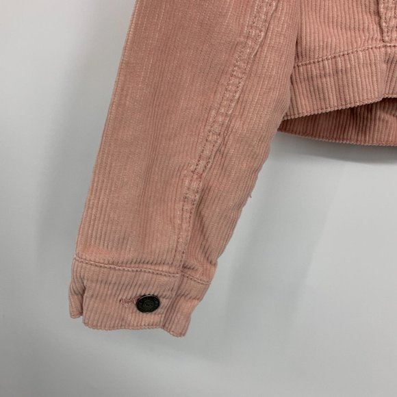Hollister Jacket Corduroy Pink Ribbed Button Front Cropped - Picture 9 of 10